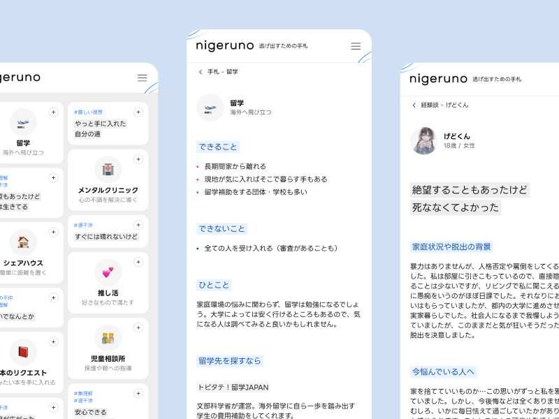 つらい状況から逃げ出すための情報サイトnigeruno つらい状況から逃げ出すための情報サイトnigeruno